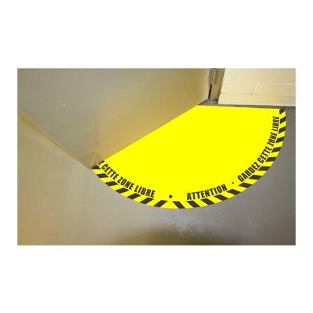 Ergomat DuraStripe Half 90 Door Swing Sign, Black on Yellow, 34in x 34in 0656-UEN